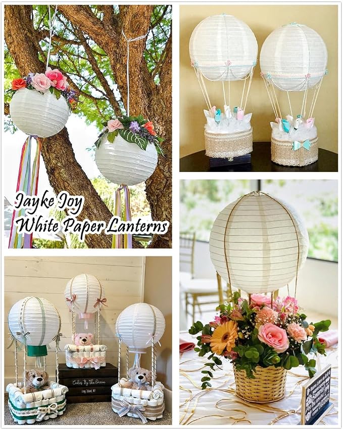15pcs White Paper Lanterns for Outdoor Indoor Party Decoration - Image 6