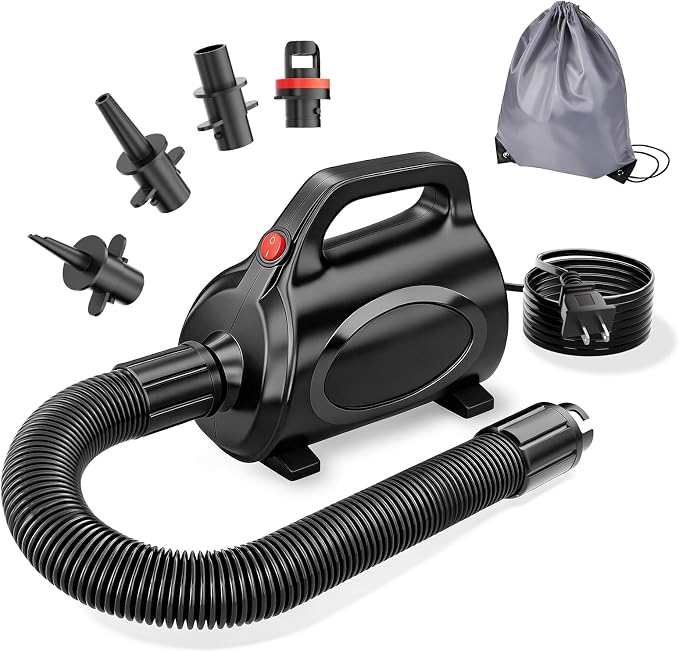 Electric Air Pump for Inflatables, Air Mattress – 500W/650W Quick-Fill by BreatheDriftShine