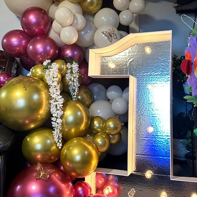Magenta Hot Pink Gold Balloons Garland Arch - Image 9