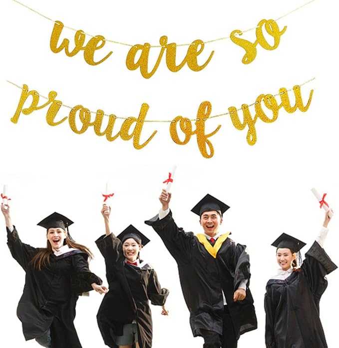 2026 Graduation Banner Party Decorations Gold Glitter We are So Proud of You - Image 6
