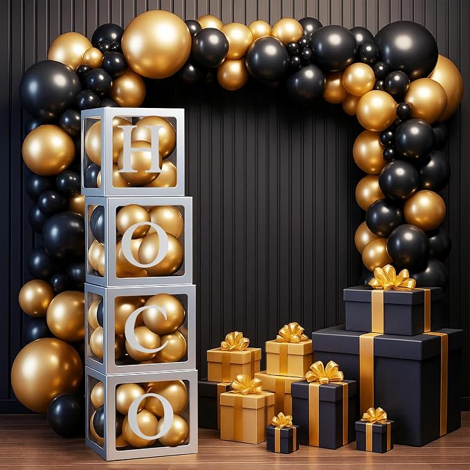 4 Pcs Hoco Boxes with Letters 11.8 x 11.8 x 11.8 Inch Clear Homecoming Balloon - Image 7