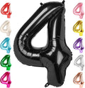 4 Balloon Numbers Birthday Decorations, 40In Black Balloons by Mluchee
