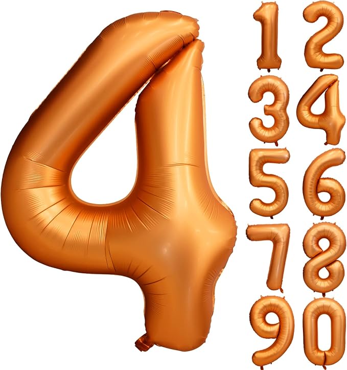40 inch Orange Number 4 Balloon 4th Birthday Party Decorations | Giant Foil by Yeodong