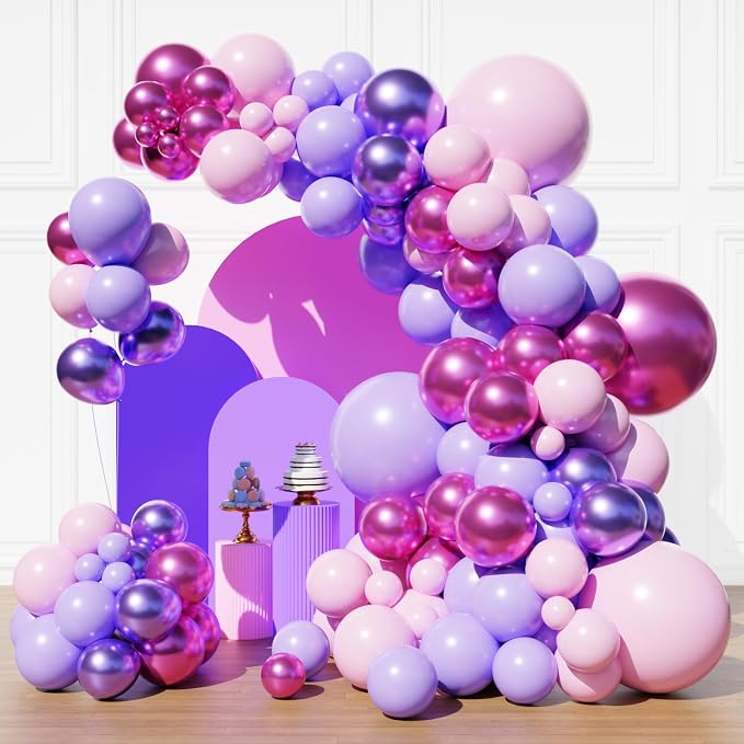 Pink and Purple balloons Arch Kit, 18 12 10 5 inch, by FHEKFNG