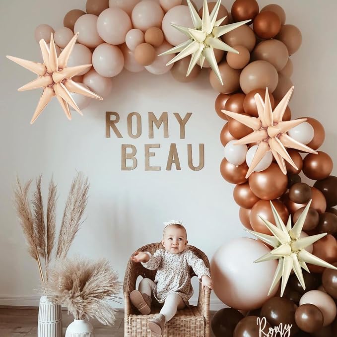 TONIFUL 8 Pcs Cream White Caramel Explosion Foil Star Balloons Party Decor | 22 - Image 6
