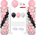 Pink Black Balloon Column Stand Set of 2 by ZyloonDecoration