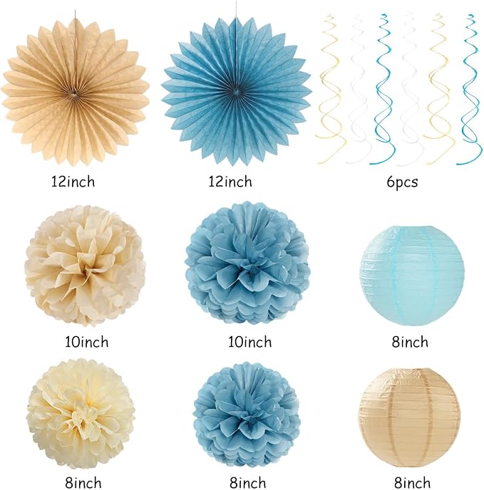 Light-Dusty Blue Beige-Champagne Baby-Shower Party-Decorations - Image 3