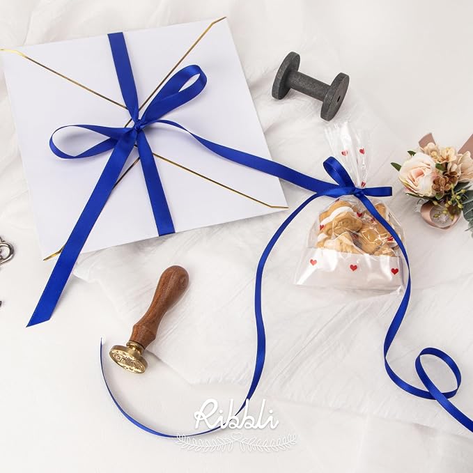Ribbli Cobalt Blue Satin Ribbon Double Faced Satin 1/2 inch x Continuous 50 - Image 3
