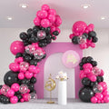 136pcs Hot Pink Black Balloon Arch Kit by ZizasAry