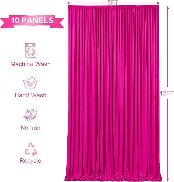 10 Panels Hot Pink Backdrop Curtains - Image 5