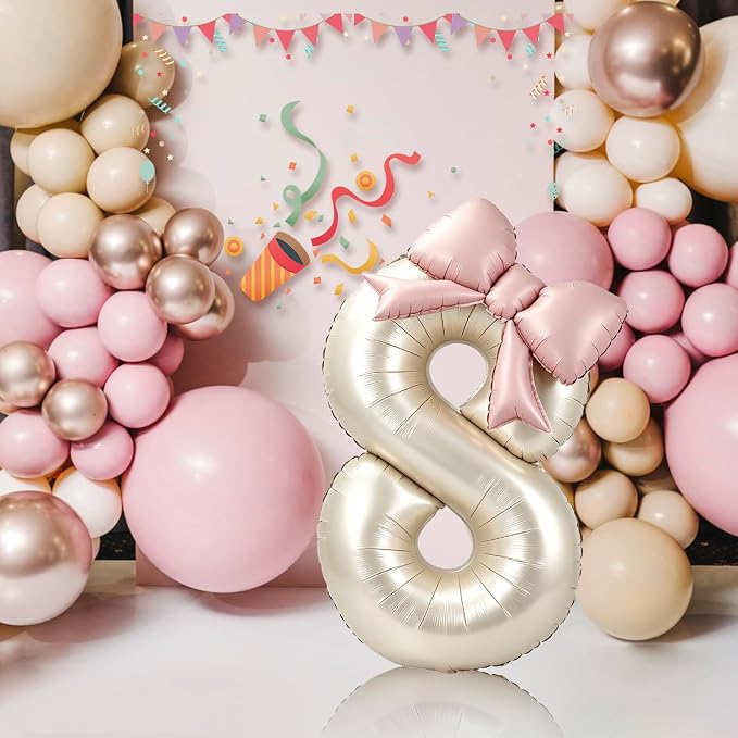 40 Inch Cream Number 8 Balloon - Image 5