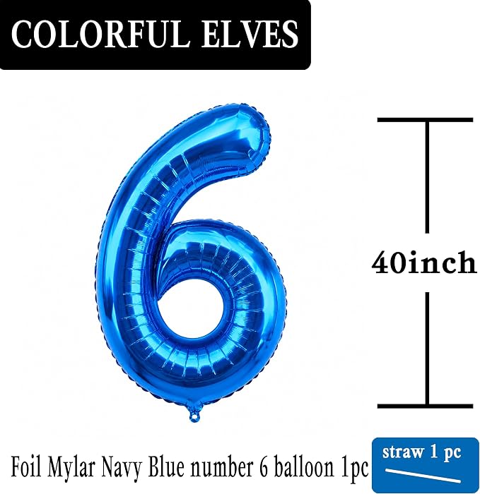 Navy Blue Number 6 Balloons 40 Inch - Image 2