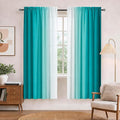 Turquoise Curtains for Living Room 63 Inch Length Teal Ombre Curtains 2 Panel by XFLINGBAO