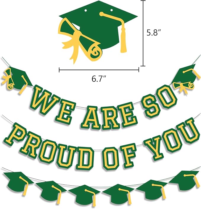 We Are So Proud Of You Banner Graduation Party Decorations Congrats Grad Cap - Image 2