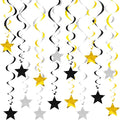 Silver Gold Black Star Hanging Swirl Decorations Ceiling Swirl Foil Decoration by Unknown