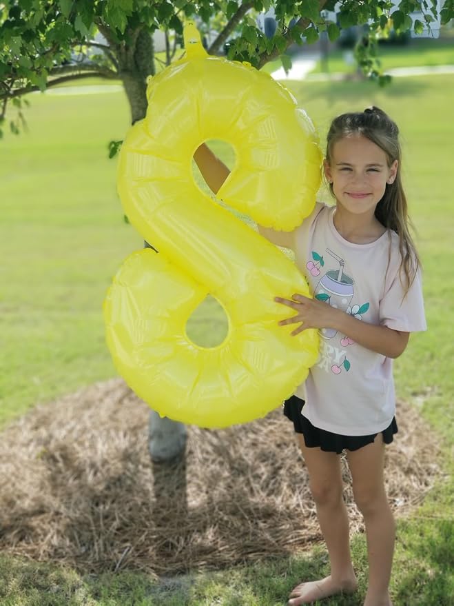 5 Balloon Numbers Birthday Decorations, 40In Yellow Balloons - Image 3