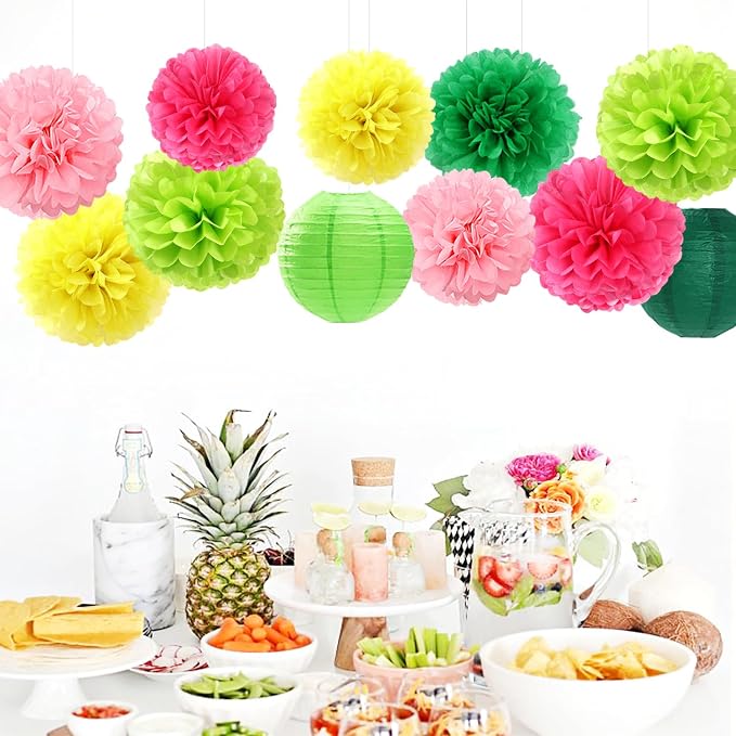 Hawaiian-Summer Pool Party-Decorations Paper-Flowers Lanterns - Image 3