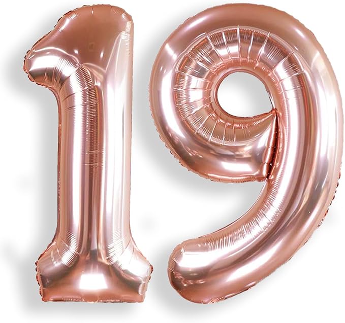 AULE 40 Inch Rose Gold 19 Balloon Number Foil 0-9 Birthday Big Numbers | by AULE