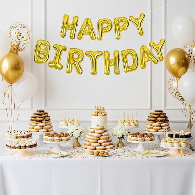TONIFUL 16 Inch Gold Happy Birthday Balloons Banner Decoration - Image 5