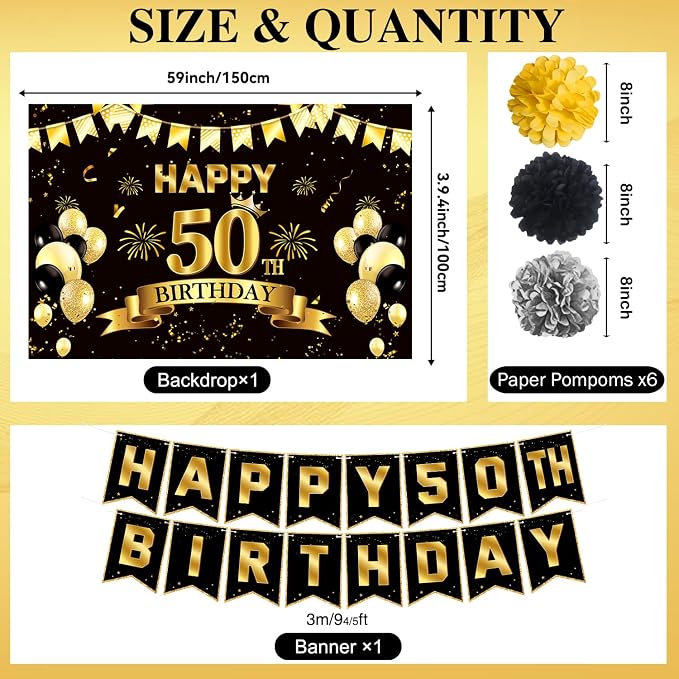 Pre-Strung 50th Birthday Decorations - Image 5