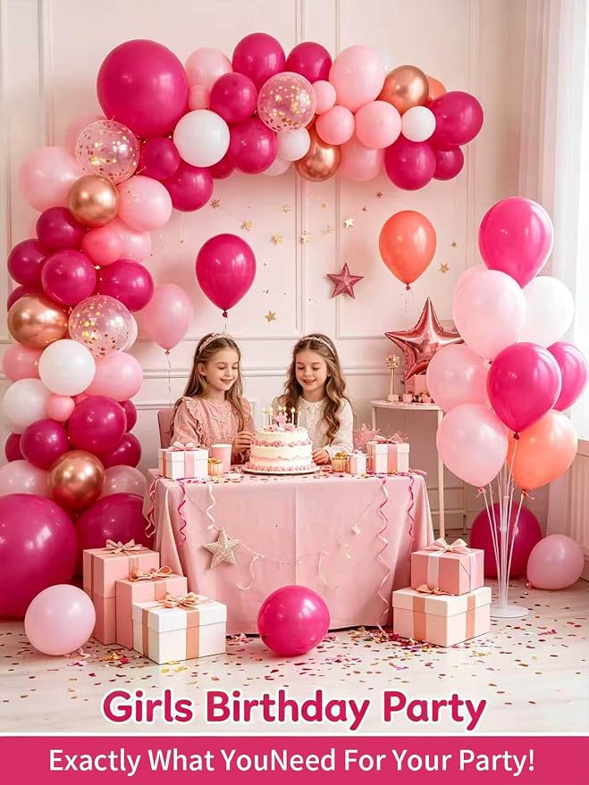 Hot Pink Balloons 125 Pcs Different Sizes 18 12 10 5 Inch Magenta Fuchsia Dark - Image 2