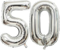 40 Inch Silver 50 Number Balloons Giant Jumbo Huge 50 Foil Mylar Helium Number by LHOAVWE