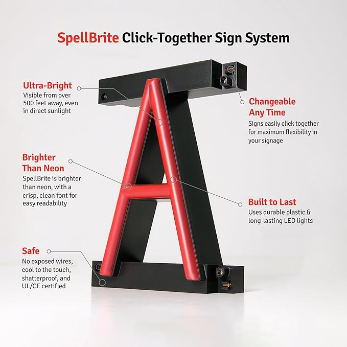 SpellBrite BREWERY Sign | Beer-Related Sign with Neon Look, Red LED Light Source | 29.1" x 6.3"