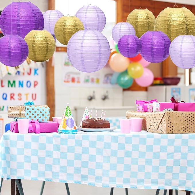 21Pcs Purple Paper Lanterns, 4-10in Hanging Decor, Bachelorette Wedding | - Image 4