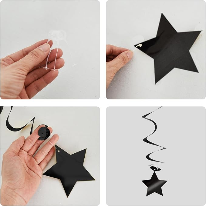 BEISHIDA Black Silver Stars Hanging Swirls Bachelorette Graduation Hanging - Image 2