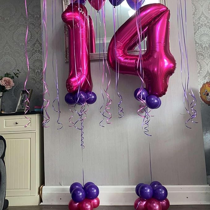 Hot Pink 14 Number Balloons, 40 Inch Giant Number 14 Balloons Foil Mylar Helium - Image 5