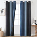 Navy Blue and Black Ombre Blackout Curtains 84 Inch Length 2 Panels Set by ESTELARTEXTILER