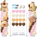 Kasyat 2 Sets Capybara Balloon Column Stand Kit Pink Brown Beige Orange by Kasyat