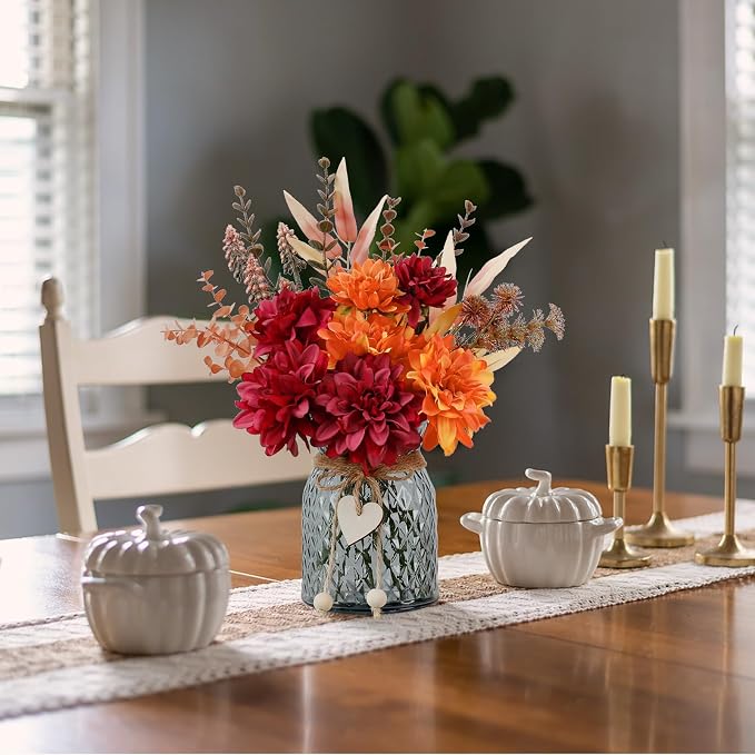 Leftover Fake Fall Flowers in Vase, Faux Flowers in Vase, Fall Floral - Image 2