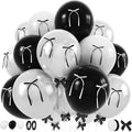 Black and White Bow Balloons 60pcs, Pearl White Black Balloons by Togvu