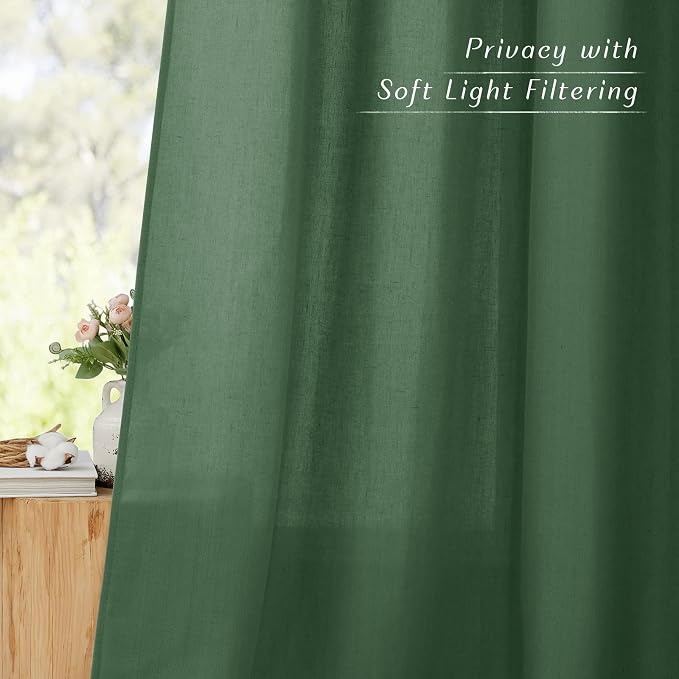 NICETOWN Flax Olive Green Linen Curtains - Image 5