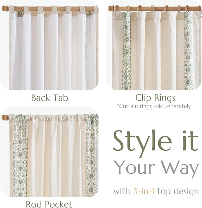 jinchan Floral Linen Curtains - Image 6