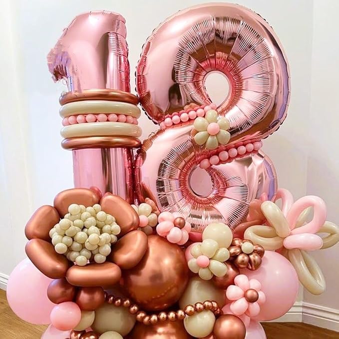 Rose Gold 18 Number Balloons, 40 Inch Big Giant Jumbo 18 or 81 Balloon Numbers - Image 5