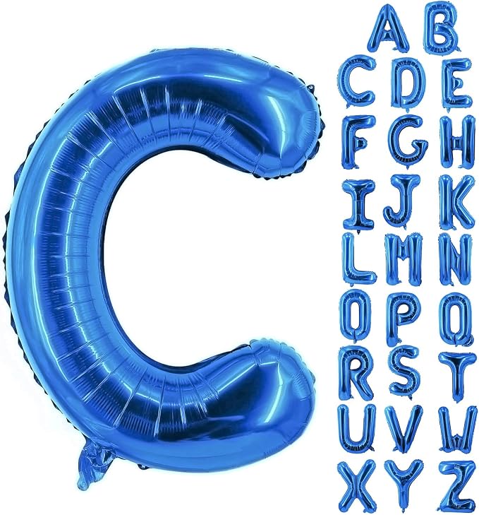 Letter Balloons 40 Inch Blue Giant Alphabet Balloons Letter C | Foil Mylar Big by YUNSHANGMO