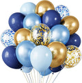 RUBFAC Navy Blue Gold Balloon, Party Balloons Pastel Blue Metallic Confetti by RUBFAC