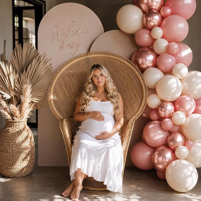 Blush Pink Balloons, 60 Packs 12 Inch Retro Pink Double Stuffed Nude Beige - Image 5
