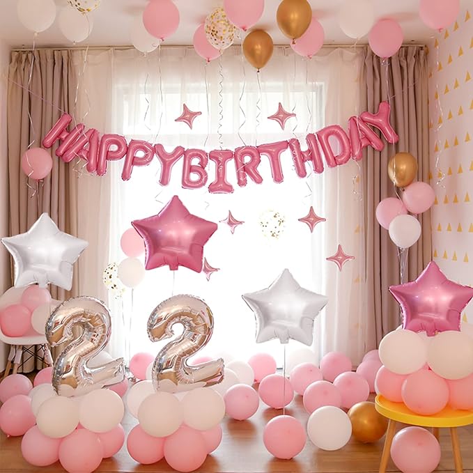 CANREVEL Happy Birthday Banner Decorations + 12Pcs Star Balloons, - Image 3