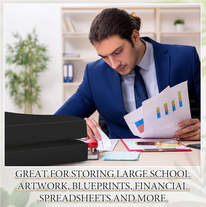 8 Pcs 11 x 17 Inch 3 Ring Binders 2 Inch Rings Heavy Duty View D Ring Binders Economy Holds 11" x 17" Paper for Artwork Blueprints, Office, Home, Work Places(Black)