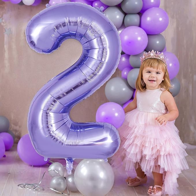 Purple Number 2 Balloon 40 Inch, Big Large Foil Helium Number Balloons - Image 4