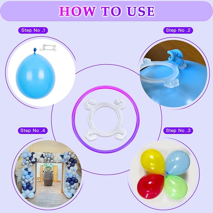 YALLOVE 150-Pack White Balloon Arch Quad Connector Clips | DIY Flower Shape - Image 4
