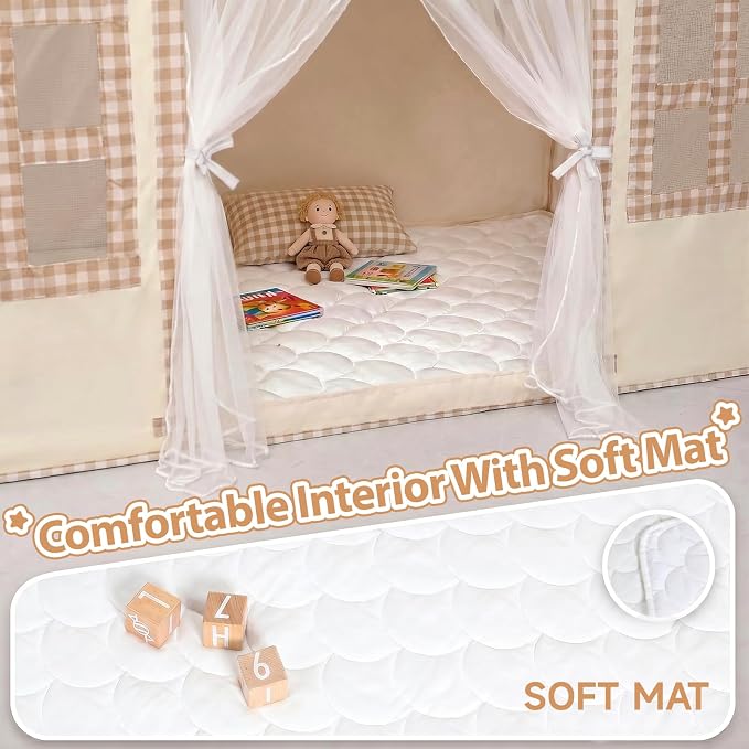 Kids Play Tent Indoor: with Mat, Tassel Garland - Image 5
