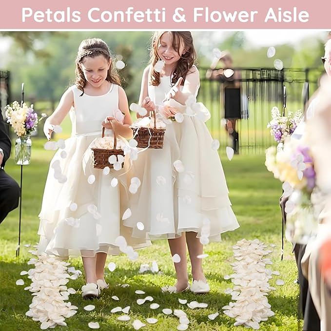 SUREAM Flower Petals for Wedding, 300 Pcs Fake Rose Pedals for Wedding Centerpiece Table Decorations, Flower Girl Basket, Romantic Night, Aisle Decorations for Wedding Ceremony(Ivory)