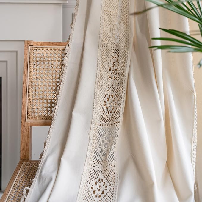 Sutuo Home Boho Curtains Crochet Lace Patchwork Semi-Blackout Bohemian Handmade - Image 9
