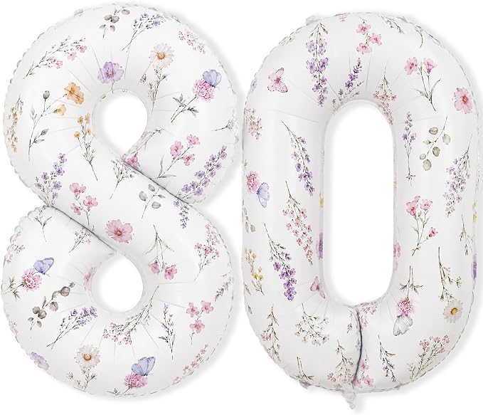 Wildflower Number 80 Balloon for Flower 80th Birthday Party Decorations | 40'' by Froova
