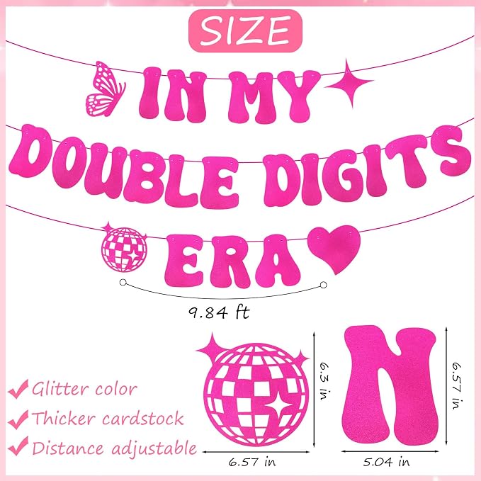 In My Double Digits Era Banner for Girls 10th Birthday Decorations Party - Image 2