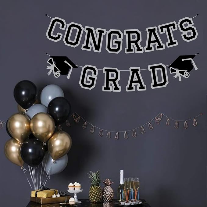 Congrats Grad Banner Graduation Party Banner Decoration Hanging Garland High - Image 5